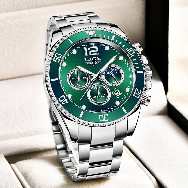 LIGE 2025 أفضل جديد كوارتز ساعة اليد موضة الأعمال ساعة رجالي مقاوم للماء ساعة مضيئة ساعات للرجال relogios masculino