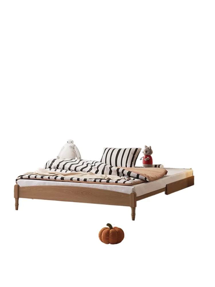 Children's bed Boys soft bag bed 1.2 meters 1.35 retractable bedroom Girls ash wood bed