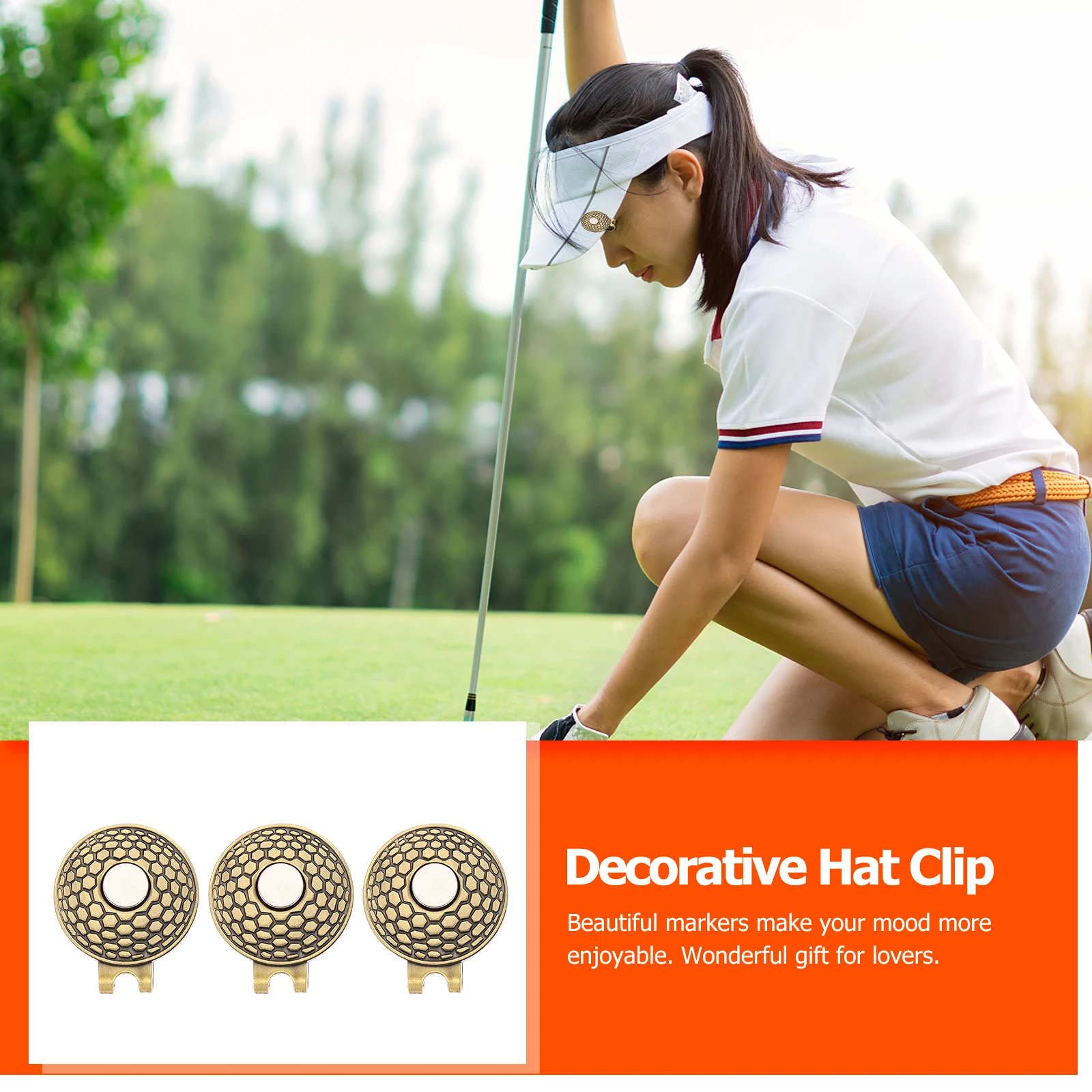 

3 Pcs Golf Ball Mark Marker Hat Clip Clips Accessories for Men Tee Brim Equipment Golfball