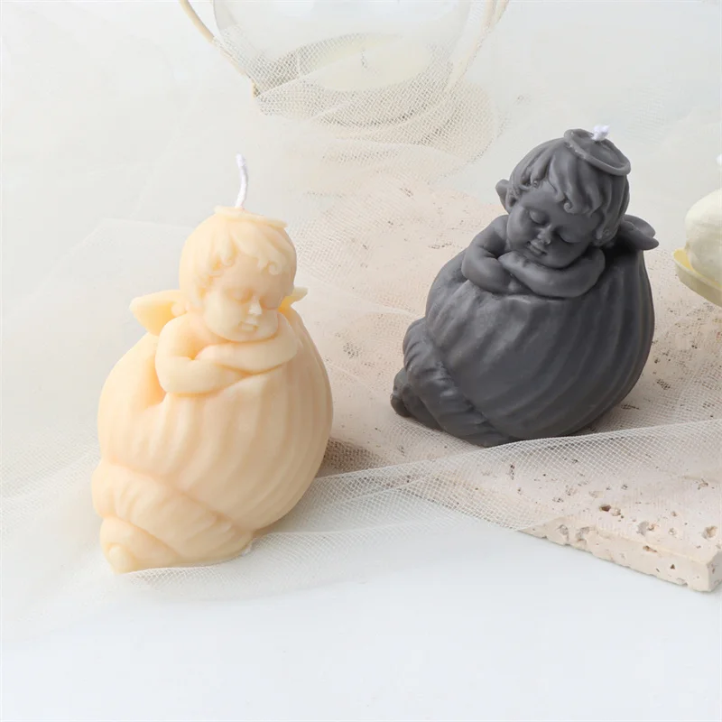 New Shell Angel Scented Candle Silicone Mold Winged Angel Cake Chocolate Ornament Mold Handmade Resin Soap Making Supplies Mould