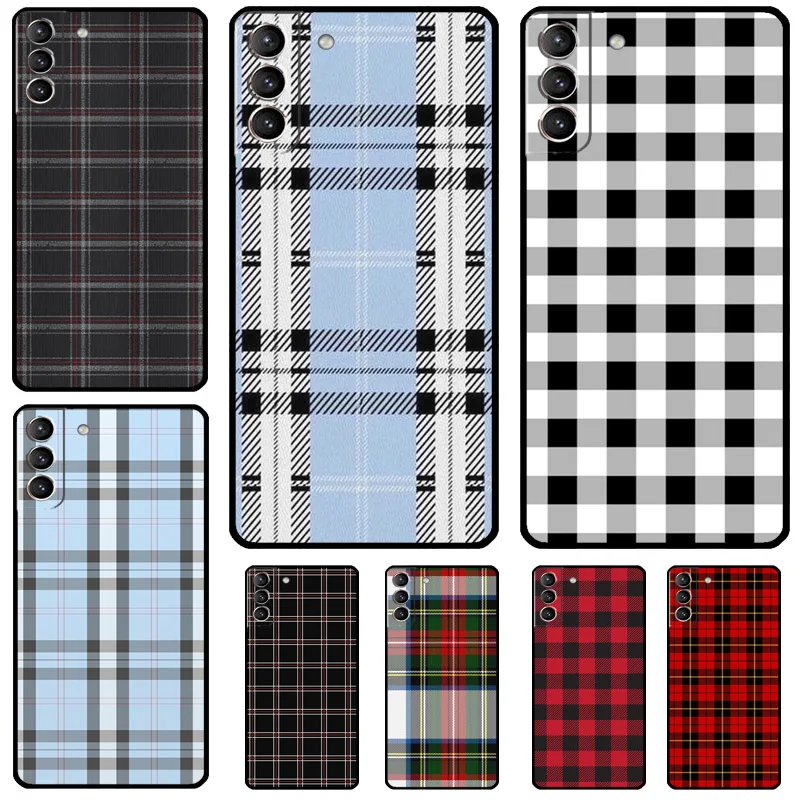 Plaid Pattern Stripes Case For Samsung Galaxy S24 S23 S22 S21 Plus Ultra Note 20 S9 S10 Note 10 S20 S21 FE Cover