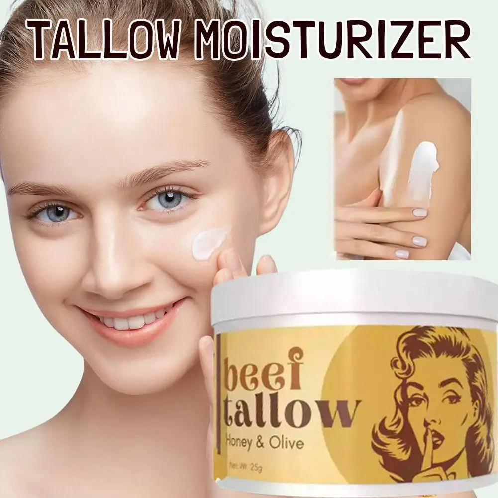 

1pcs 25g Beef Tallow Face Moisturizer Whipped Beef Tallow & Honey Balm Face & Body Skin Care Grass Fed Grass Finished Skin care