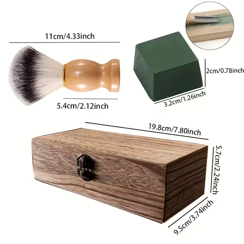 ماكينة حلاقة مستقيمة من الفولاذ المقاوم للصدأ الفاخر، ماكينة حلاقة يدوية لصالونات الحلاقة مع فرشاة إصلاح القماش، أحجار الطحن