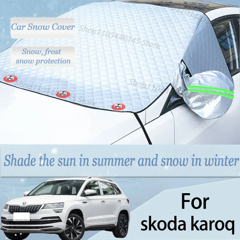 

For skoda karoq car Snow Windscreen, Snow, Frost, Dust and UV Visor, Winter car clothing, thick magnetic