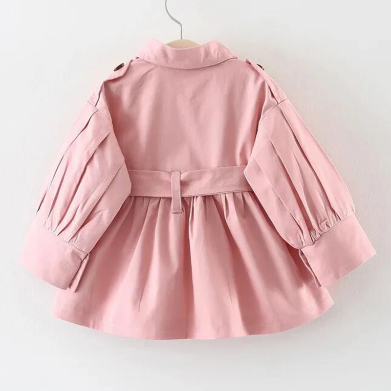 Trench Coat England Style Jacket Girls Baby Fashion Cute Turndown Collar Kids Long Windbreaker Casual Outer Clothing 0-4 Years