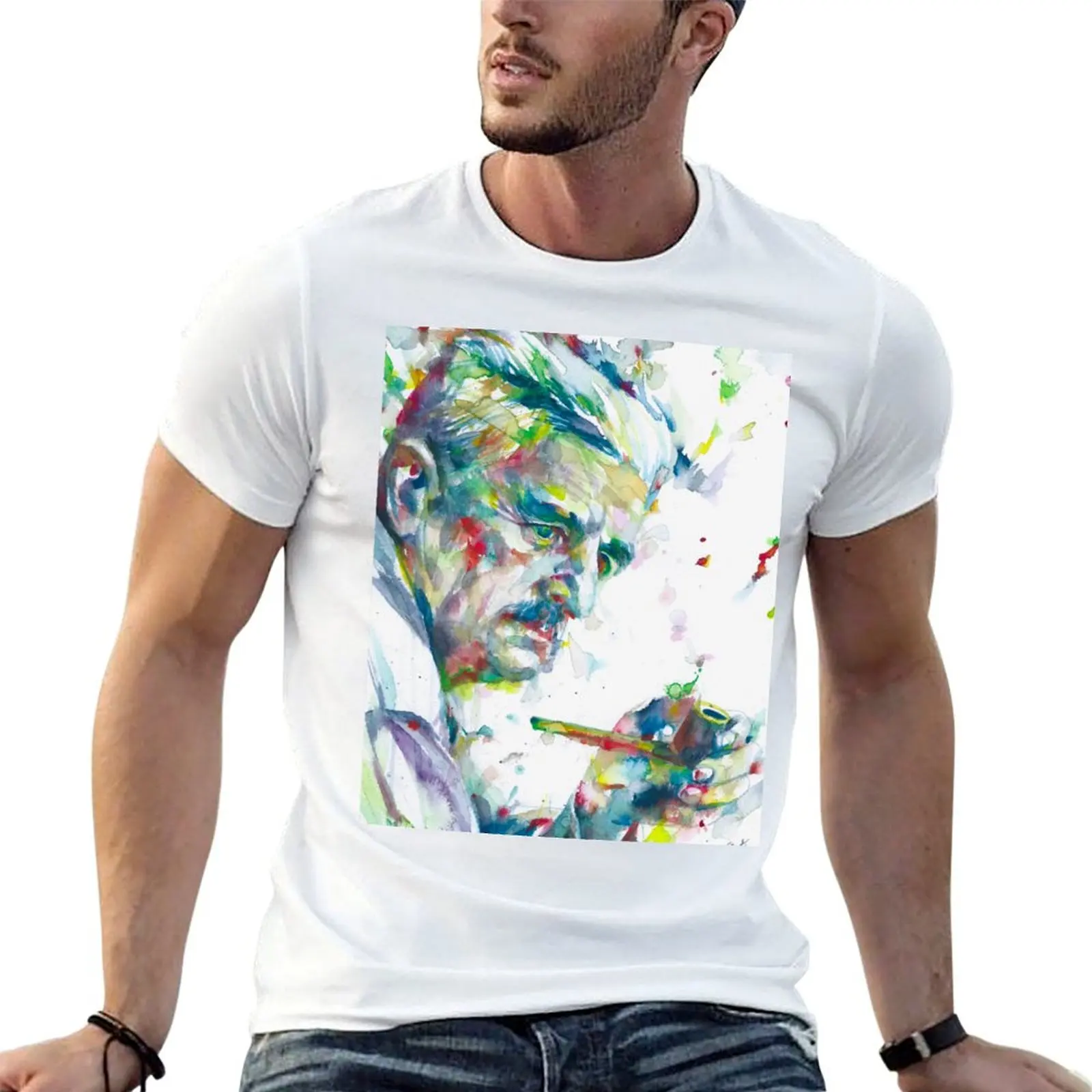 

portrait T-Shirt t - WILLIAM cotton watercolor shirt tshirt FAULKNER man .5 man