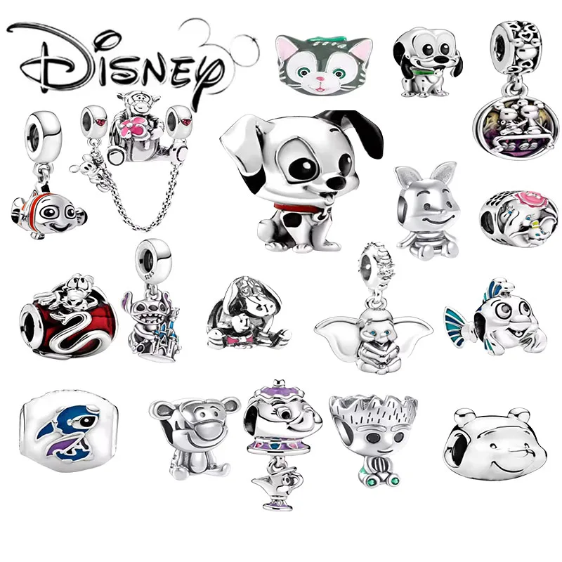 

New Disney Dumbo Mickey Chain Stitch Dalmatians Pendant Charms Beads For Original 925 sterling silver Bracelet Necklace Jewelry