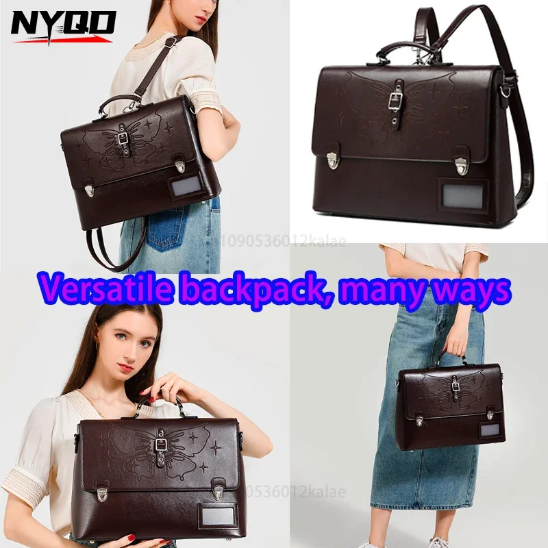 

Fashion Faux Leather Messenger Bag Business Trip Laptop Shoulder Tote Bag Briefcase Backpack 15.6 Inch Computer Satchel