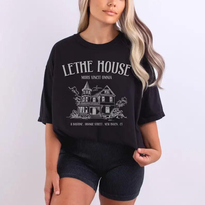 Рубашка Lethe House, футболка Bookish Dark Academia, футболка Secret Society, футболка с готической книгой, винтажный литературный товары для квартиры Рубашка Lethe House, футболка Bookish Dark Academia, футболка Secret Society, футболка с готической книгой, винтажный литературный товары для квартиры