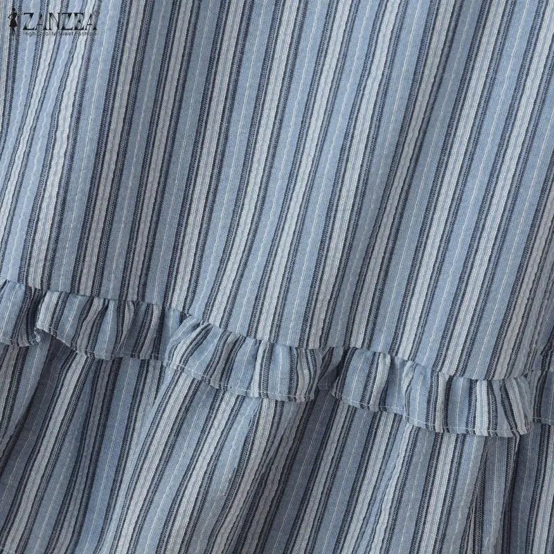 ZANZEA 2026 Sommer Gestreifte Tanktops für Damen O-Ausschnitt mit Rüschenbesatz Lose Ärmellose Tops Lässige Schicke Streetwear Damenkleidung – Detail 14