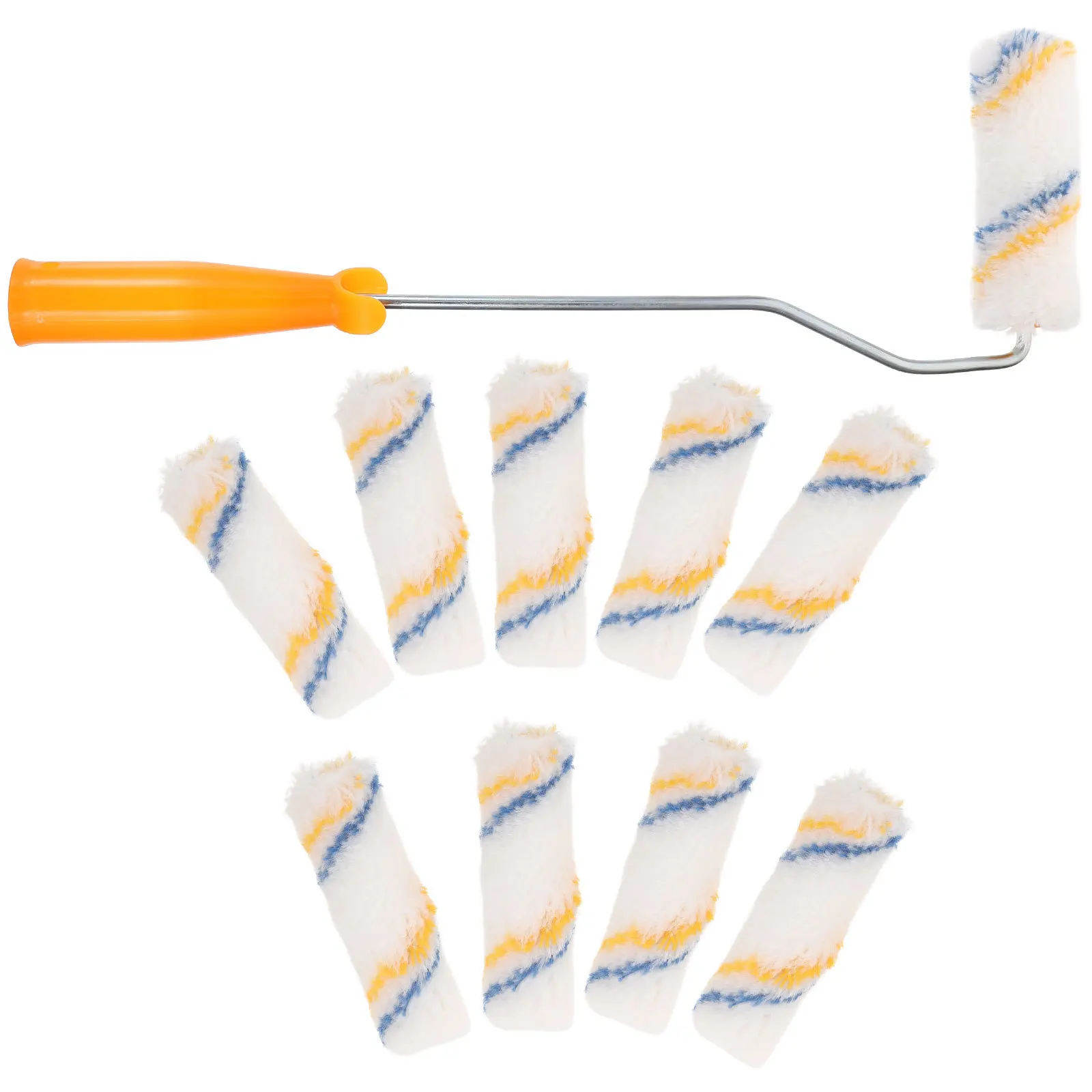 

Portable Wall Paint Brush 10pcs Roller Set for Quick Surface Repair Durable Painting Tool with Rotating Head Random Handle