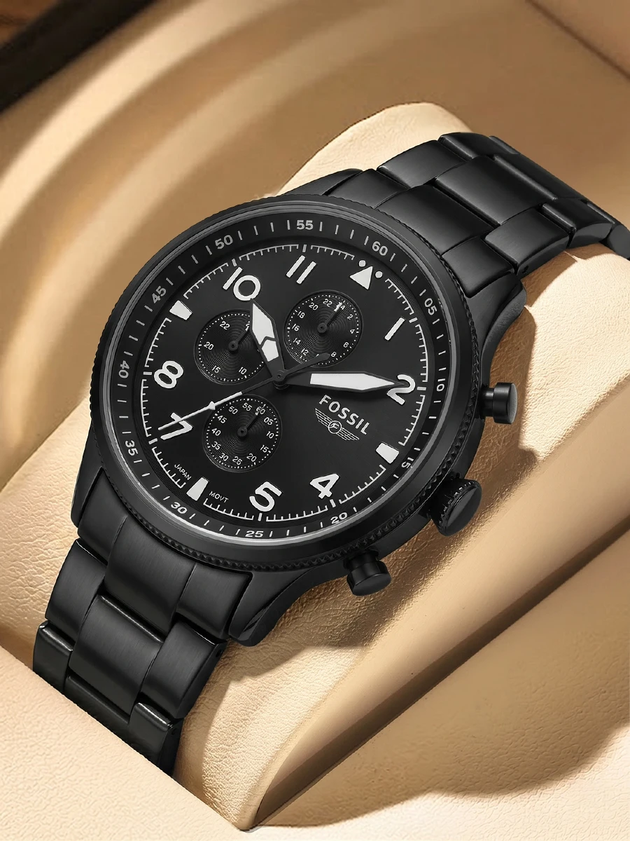 

Fossil FS5811 Retro Pilot Men's Watch Black Stainless Steel Quartz Chronograph 5ATM Waterproof Sport Casual Luxury Wristwatch