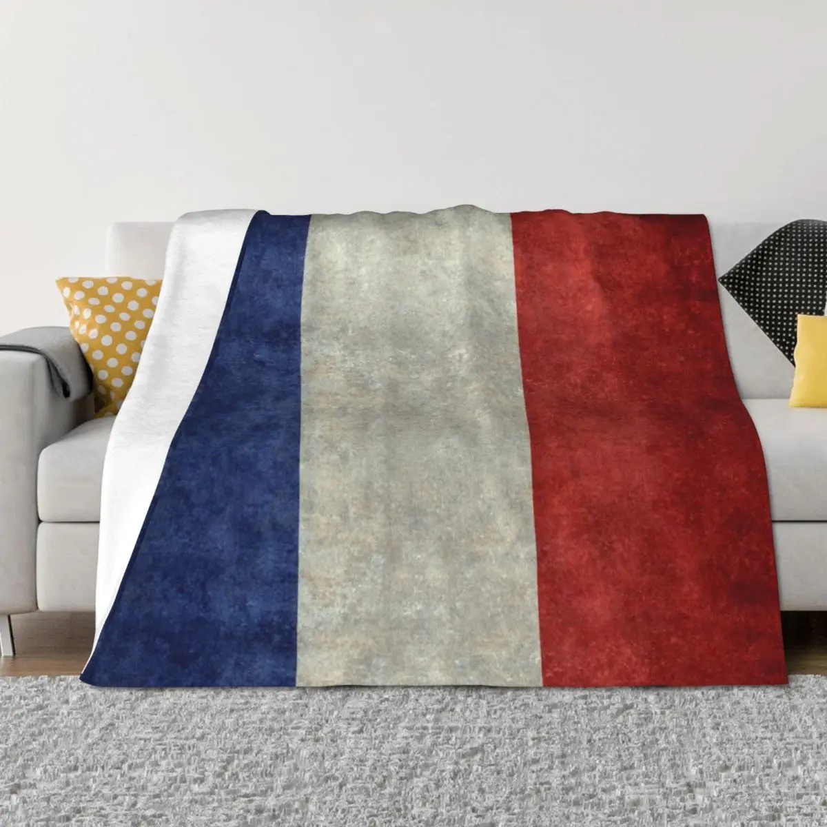 

Flag of France, vintage retro style Throw Blanket Flannel Sofa Decorative Beds Blankets