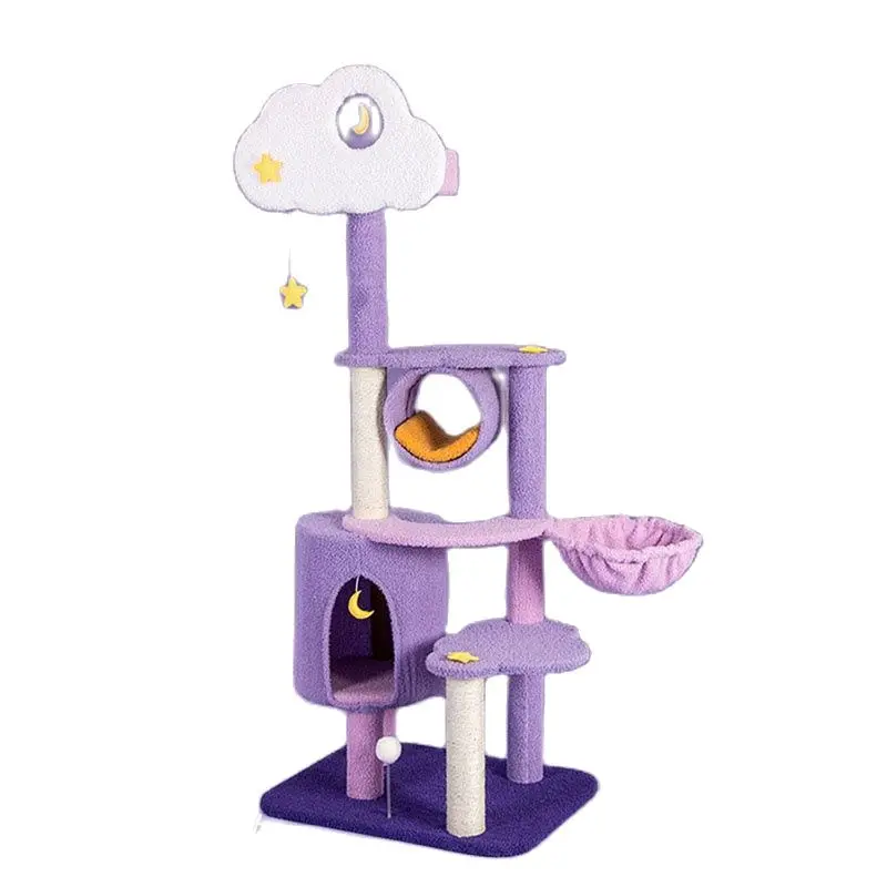 

Purple Cat Tree Tower Condo House Scratcher Post Toy for Cat Kitten Cat Jumping Toy with Ladder Playing Tree Scratching Posts