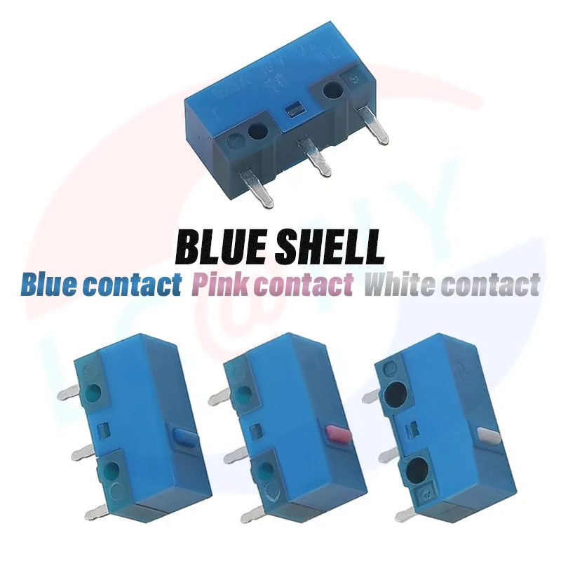 10Pcs/lot New arrival HUANO Micro switch Blue Shell White/Blue/Pink dot 20 50 80 million clicks life computer mouse 3pin button