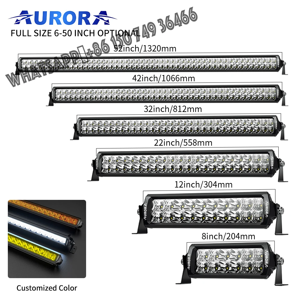 

AURORA Patent Super Bright No Screw Led Off Road Innovative Bull Bar Roof Bar 6 10 20 30 40 50 Inch Led Offroad Light Bar