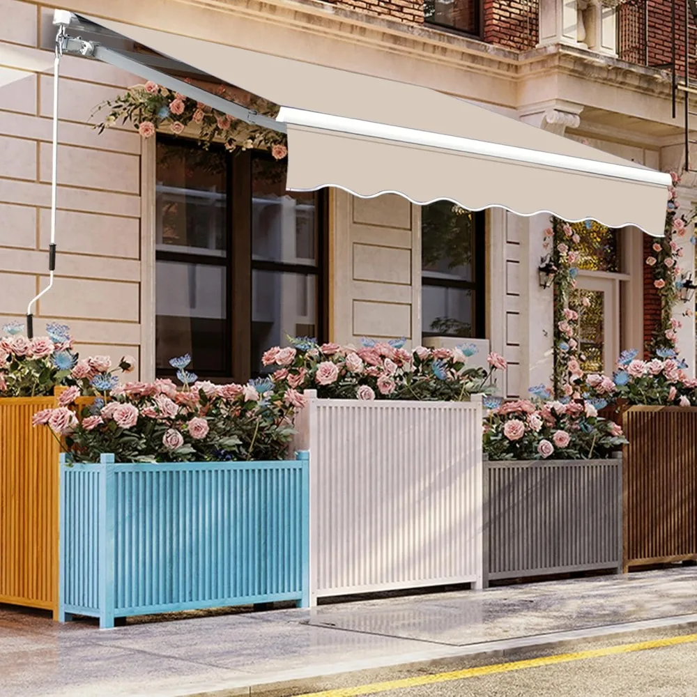 

Тент для патио 13,1x8,2 дюйма, выдвижной тент, солнцезащитный козырек, навес для уличного патио, навес для солнцезащитных палуб с кривошипной ручкой