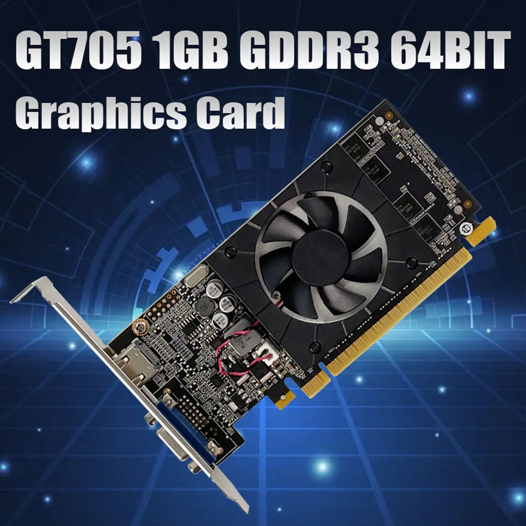 GT705 Graphics Card 1GB GDDR3 64BIT 810MHz PCIE 2.0 HDMI-Compatible VGA Video Card for ASUS Colorful