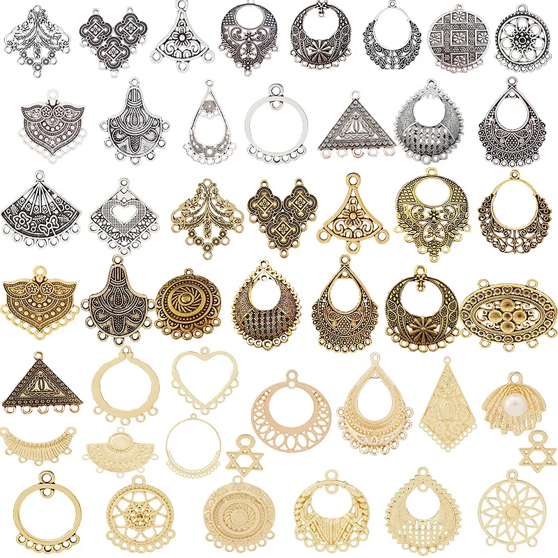 10pcs Mix Earring Chandelier Connectors Charms Pendants For Necklace Jewelry DIY Making Craft Finding Accessories