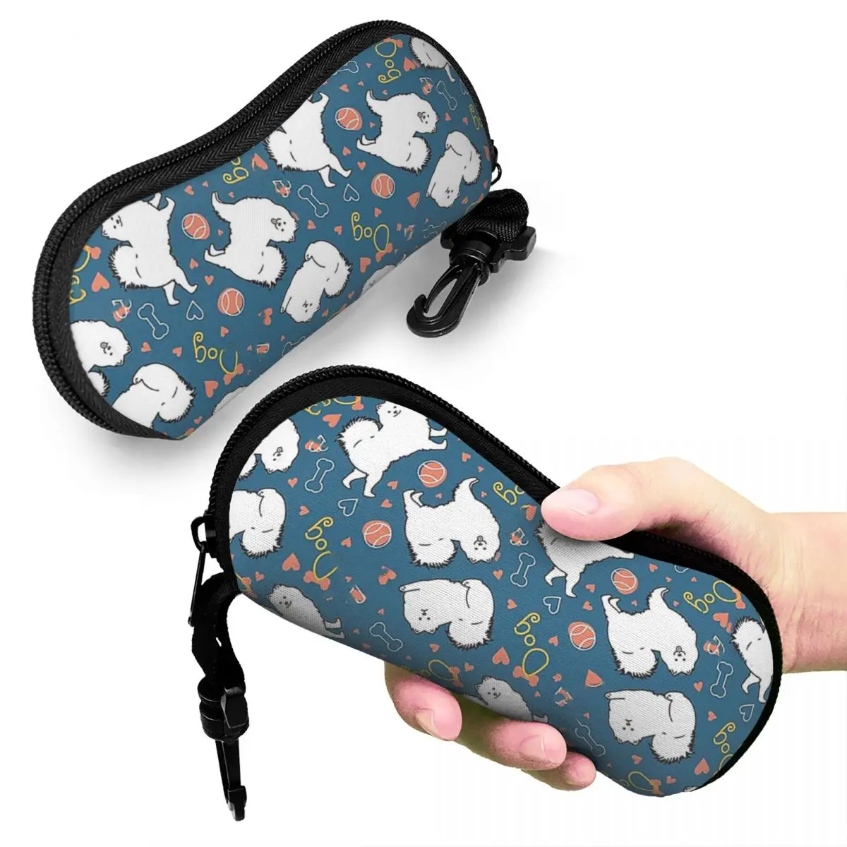 

Love Samoyed Dog Shell Glasses Case Protector Sunglasses Box Women Men Soft Eyeglasses Bag Pouch