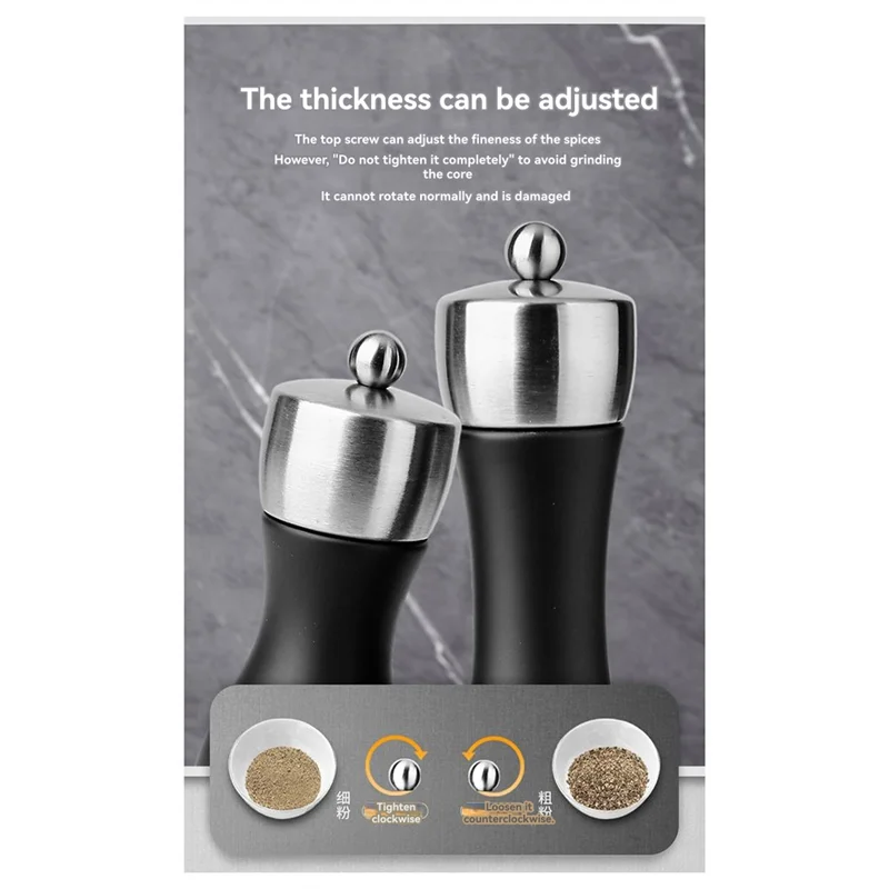A92P Stainless Steel Metal Head Manual Pepper Grinder With  Core Kitchen Tools For Pepper Grinding