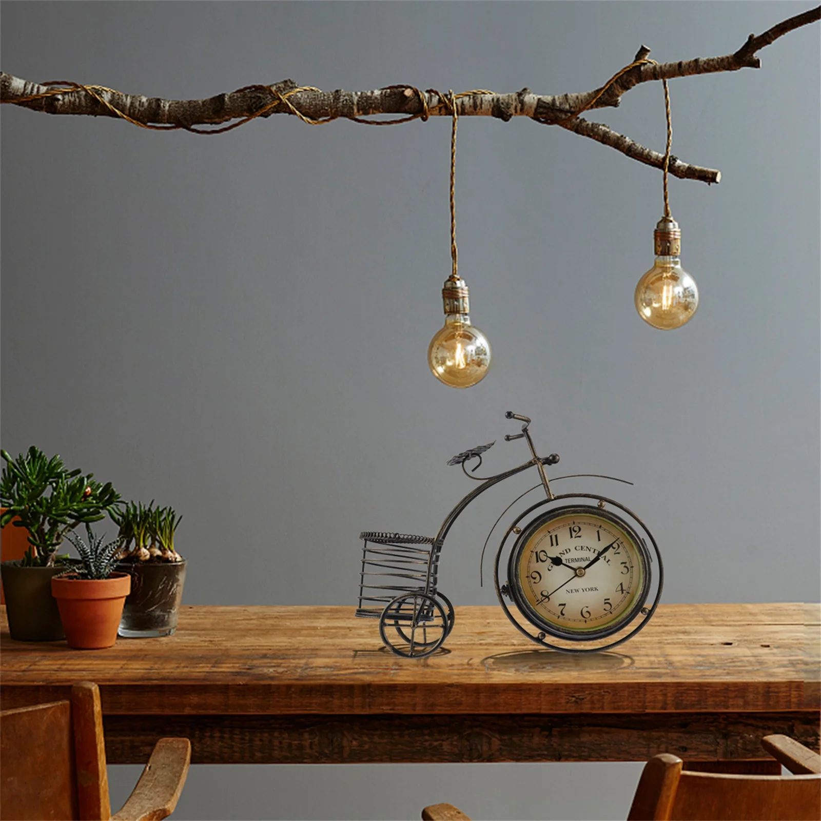 

1Pcs Retro Silent European Style Desktop Clock Vintage Metal PVC Glass Table Clock Decoration Office Bedroom Living Room Dining