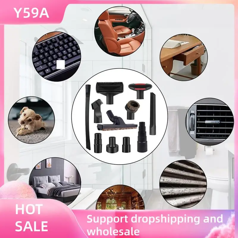 

Y59A Universal Vacuum Attachments Kit Accessories - Includes Horse Hair Vacuum Brush, Hose Adapters For 2 1/2In To 1 1/4In