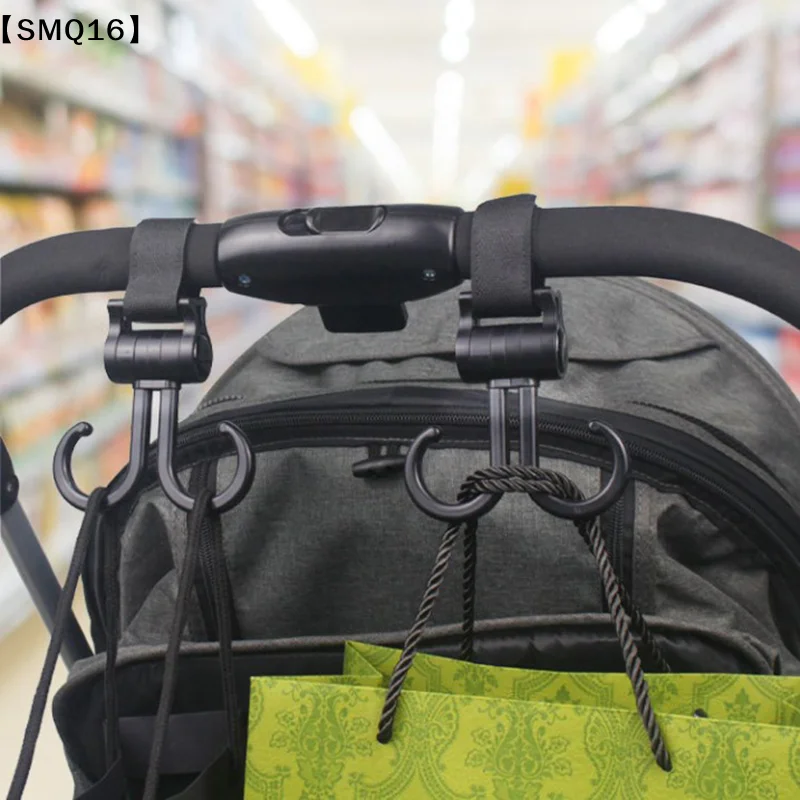 Double Hook Baby Stroller Hanger 360-degree Rotation Adjustment Cart Hook and Loop Fastener Stroller Accessories【SMQ】