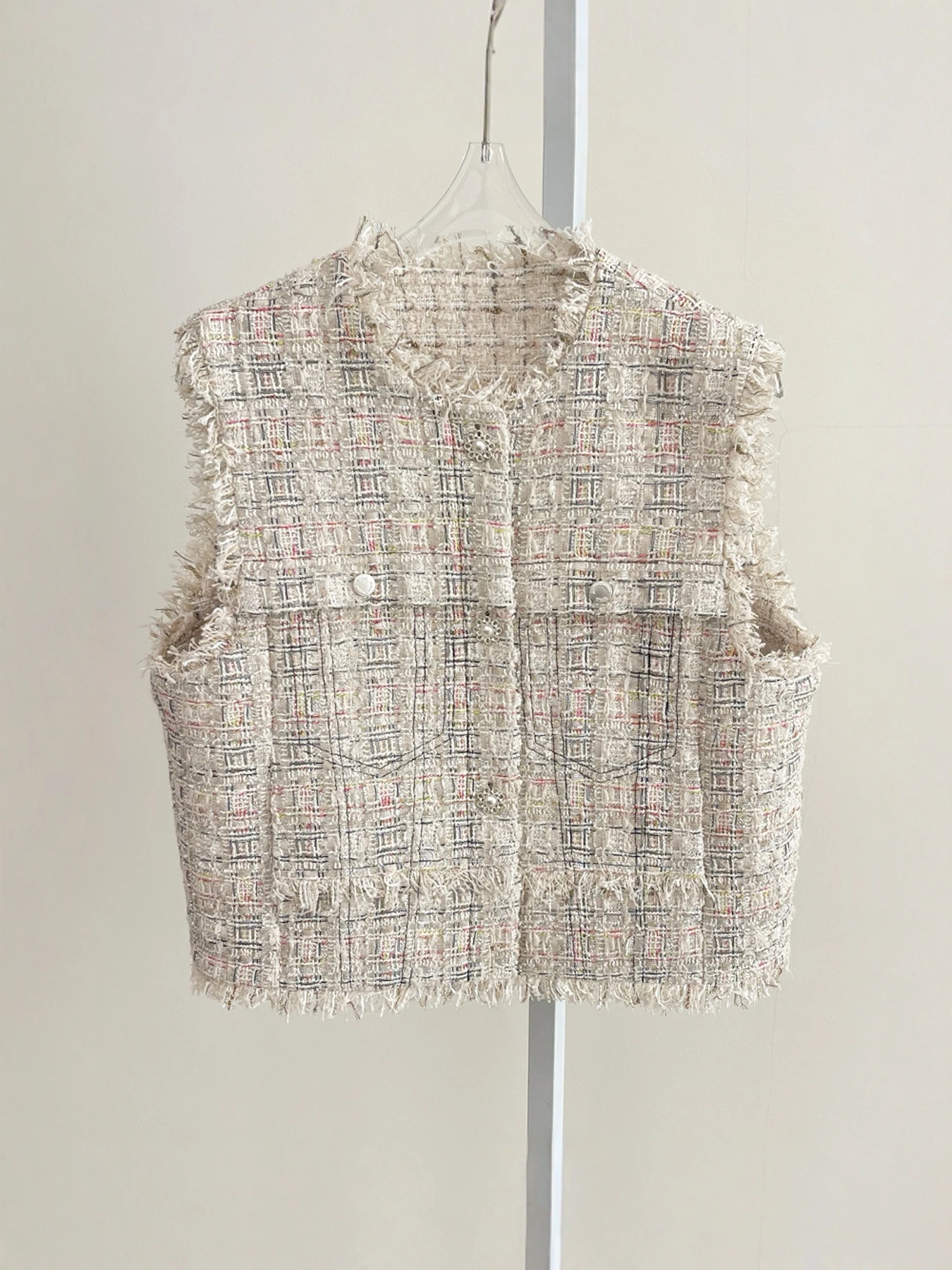 

O Home round Ne Small Fraance Sle Vest Korean Single Tassel Vest Korean Single Polyester Fiber Commute Sle Vest