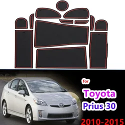 RHD Anti-Slip Rubber Gate Slot Cup Mat for Toyota Prius 30 XW30 ZVW30 2010~2015 Door Groove Mat Accessories Stickers 2012 2013