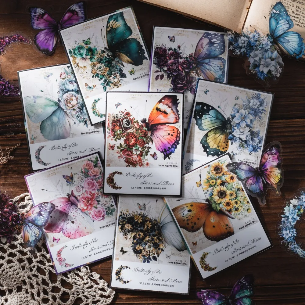 30 PCs Butterfly Flower Themed DIY Decorative Stickers Pack Decorative Stickers For Scrapbook Label Diary Album Planner