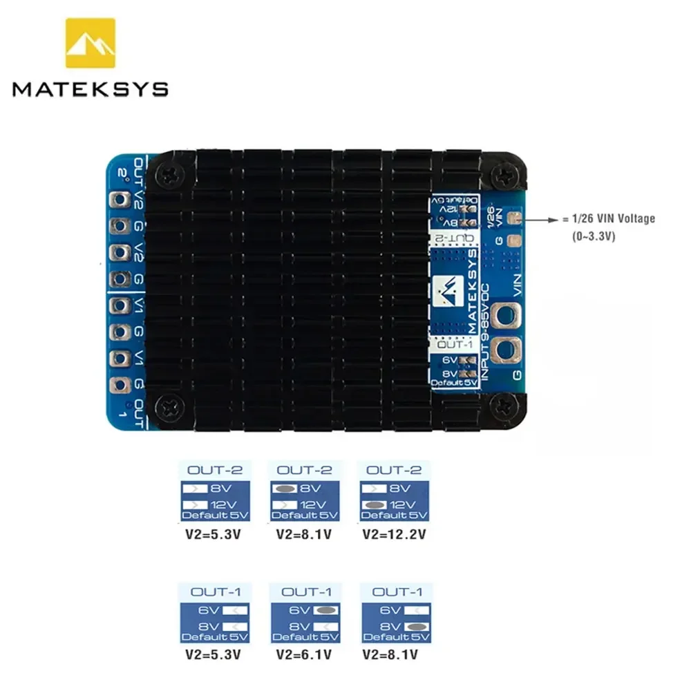 MATEK POWER MODULE PM20S-2 อิสระ Step-Down Voltage Regulators 9V to 85V DC 25K แรงดันไฟฟ้าสําหรับ FPV Drone