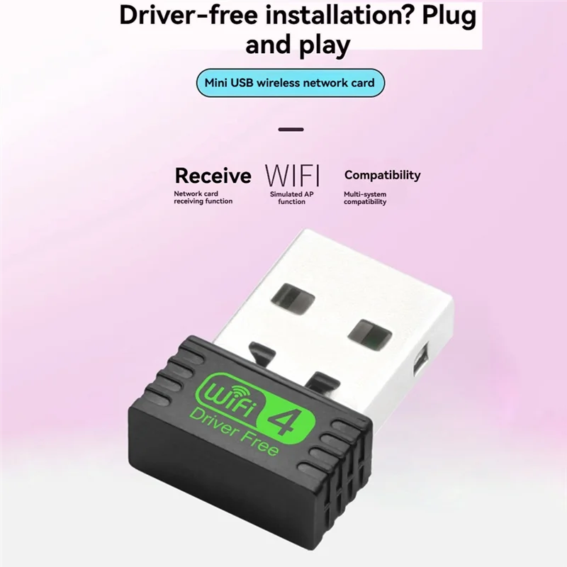 Ingenieuze-150Mbps USB Wifi Adapter Draadloos Netwerk Mini Dongle 2.4Ghz Signaalontvangst Plug & Play Voor PC Laptop Windows