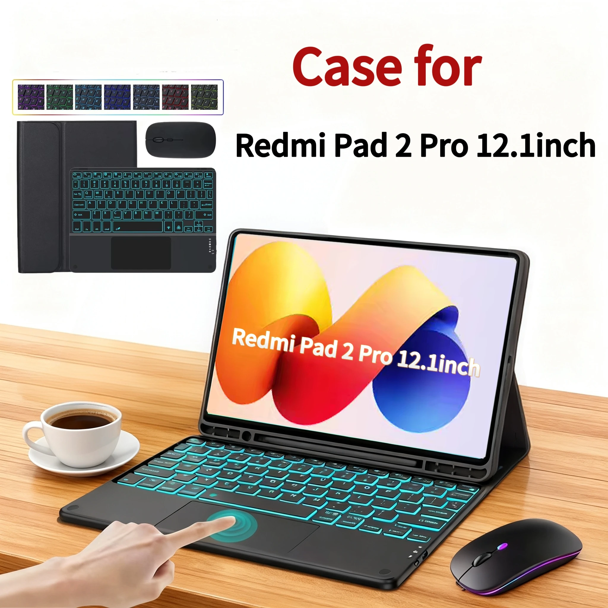 

Case for Redmi Pad 2 Pro 12.1 Inch,Bluetooth Keyboard cover for Redmi Pad 2 Pro 12.1inch 2025 Wireless Removable Keyboard Cover
