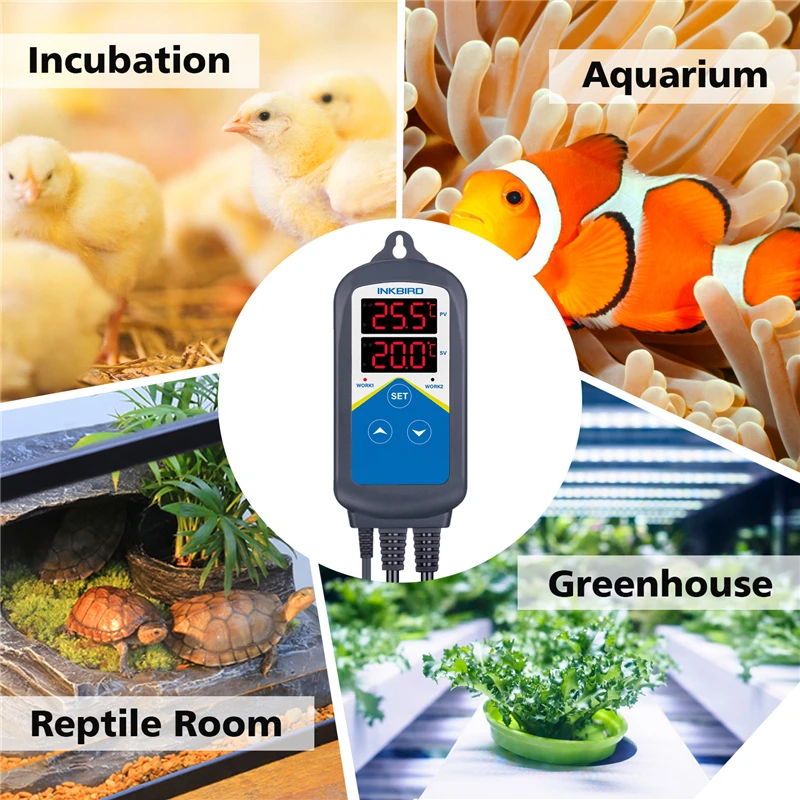 Imagem -06 - Inkbird-controlador de Temperatura Pré-wired Aquecimento e Refrigeração Função de Tempo para Criação Plantando Pet Breeding Itc306t