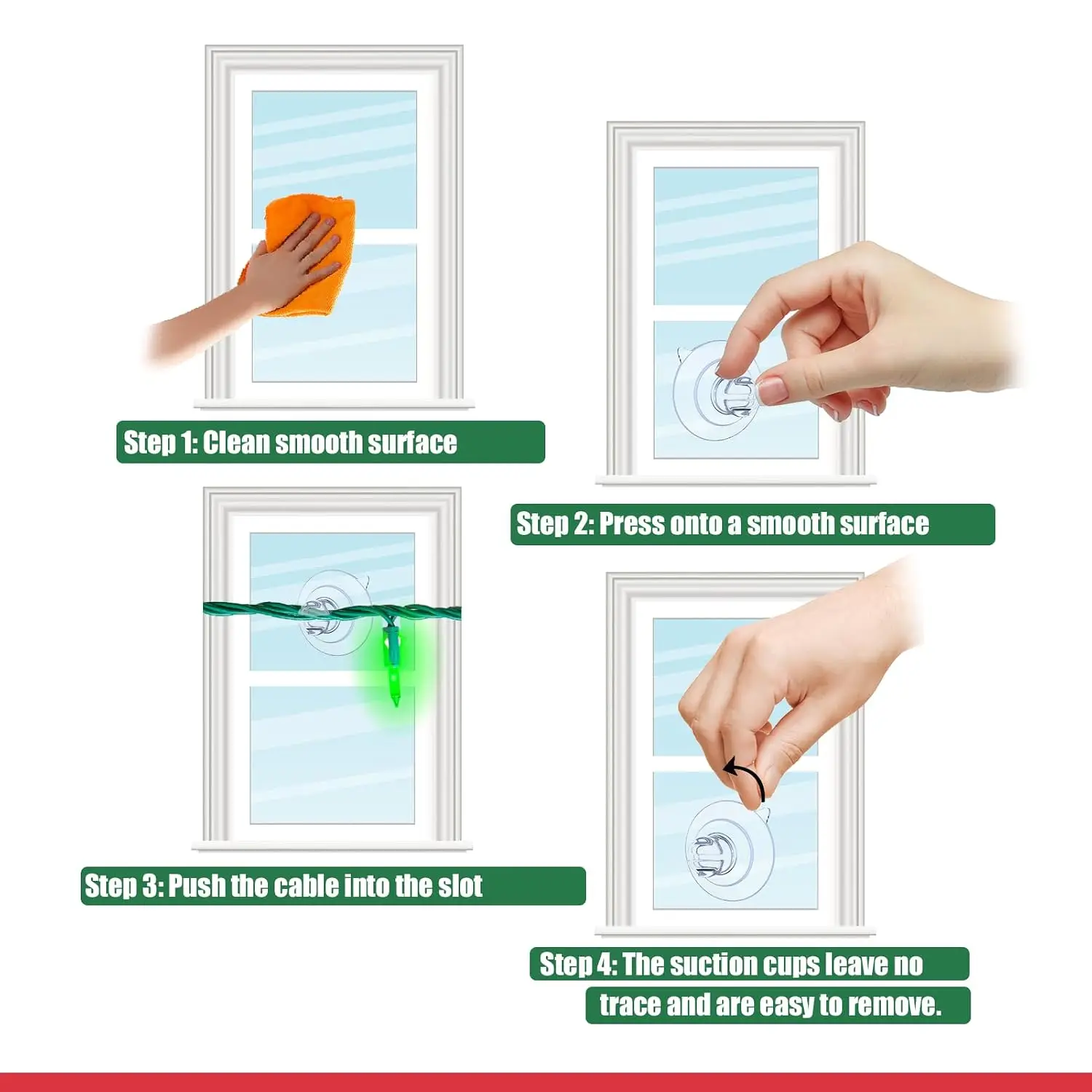 Powerful Suction Mini Christmas Light Bulb Replacement Hooks Designed For Glass Ceramic Metal Window