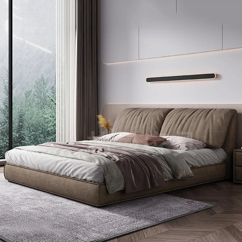 Nordic Aesthetic Couple Bed Modern Minimalist Luxury Bedroom Bed Storage Space Cama Casal Multifuncional Home Furniture