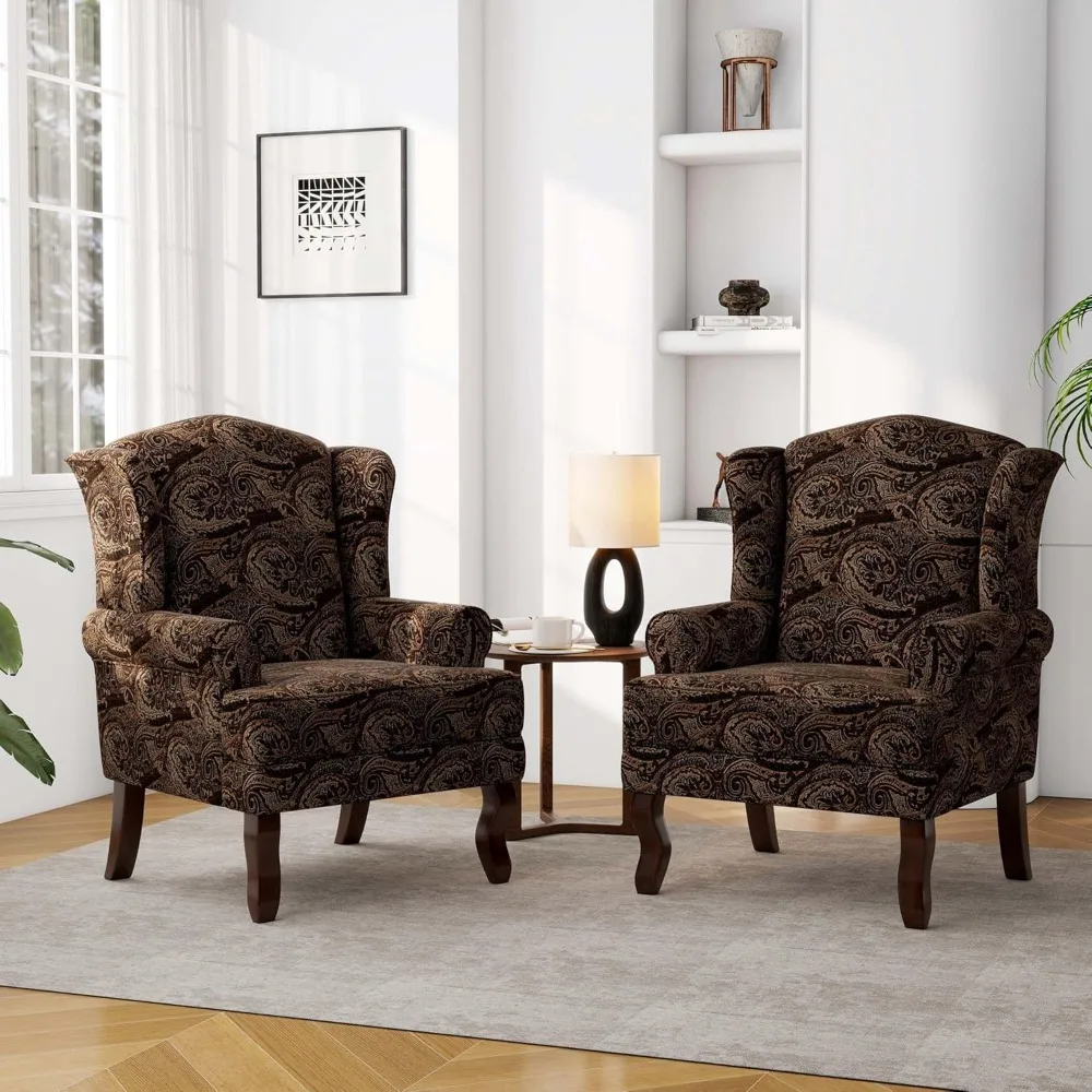 

Accent Chair, High Back Upholstered Armchair with High Resilience Sponge & Wood Legs, Mid-Century Modern Comfy Single Sofa Readi