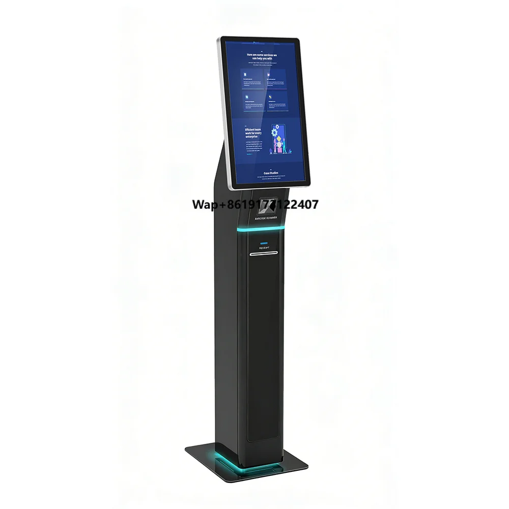 Secure Indoor 21.5 Inch Payment Queue & Ticket Kiosk System with Barcode Reader and SDK for Government Service Center