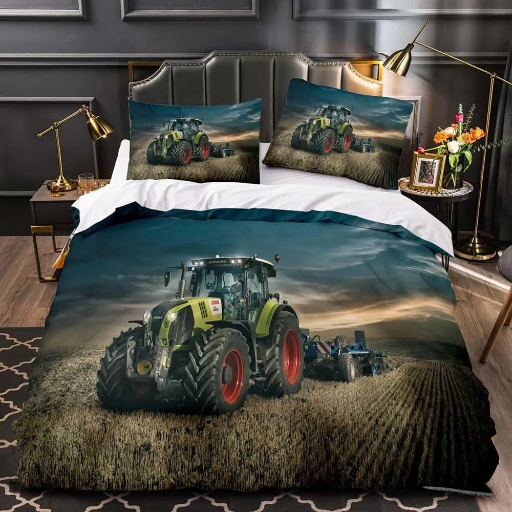 

Children's quilt cover Tractor Duvet Cover Set Boys Tractor Bedding Set Truck Bedding Set Farm Tool Cart Comforter Cover Set 3D