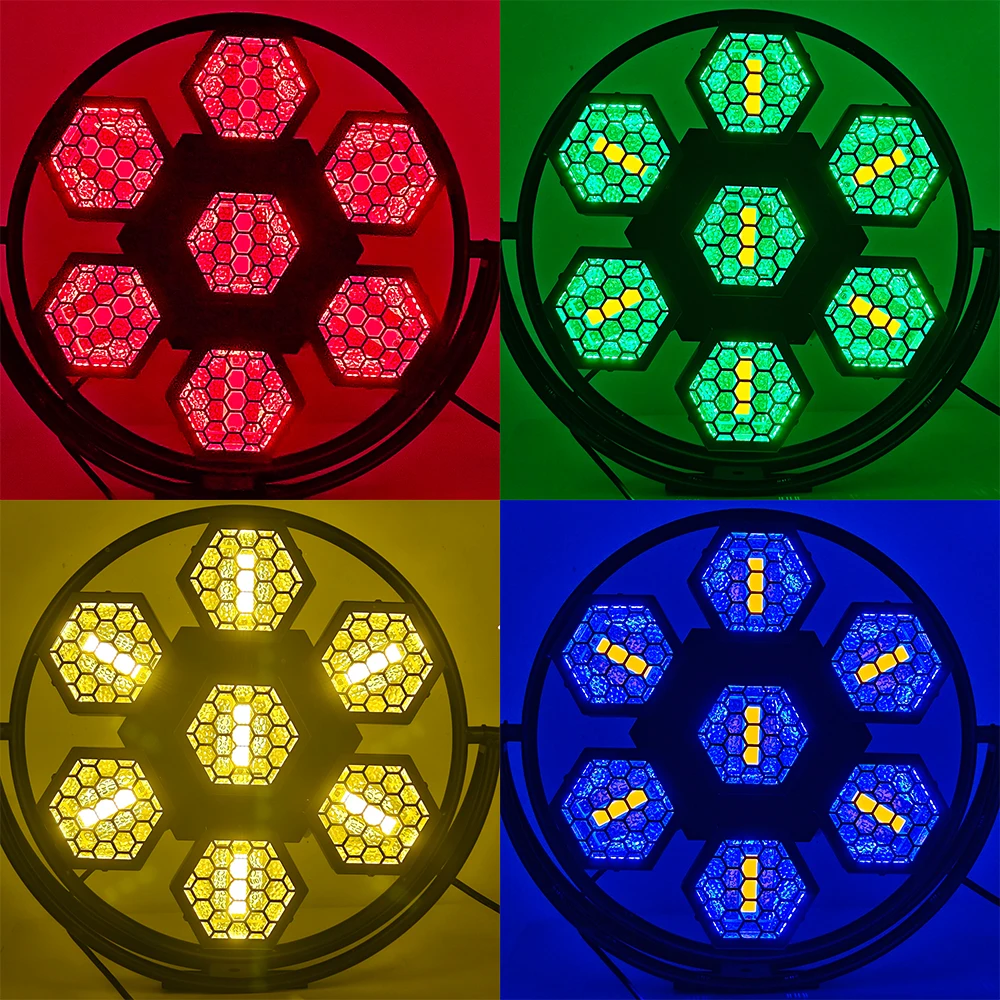 2 قطعة/المجموعة 350 واط أضواء فلاش الرجعية RGB + 7 الذهبي الأصفر Cob ضوء المرحلة DMX DJ الإضاءة المرحلة ضوء تأثير للحزب ديسكو الإضاءة