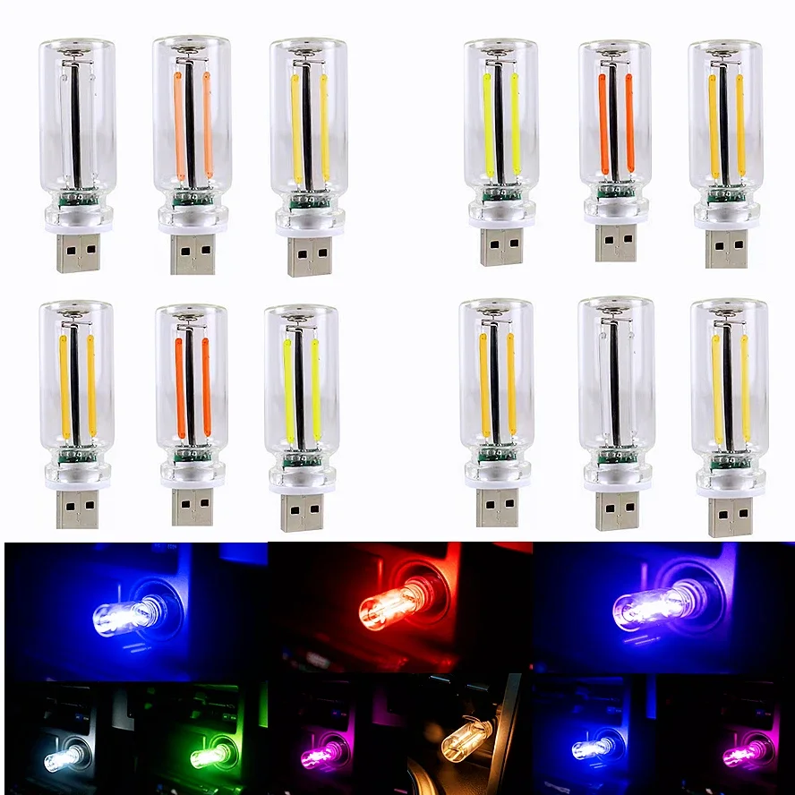 3PCS/lot 5V Touch Dimming USB LED Filament Glass Bulb Retro Edison Bulb Night Light Car Decoration Eye Protection Led Lighting