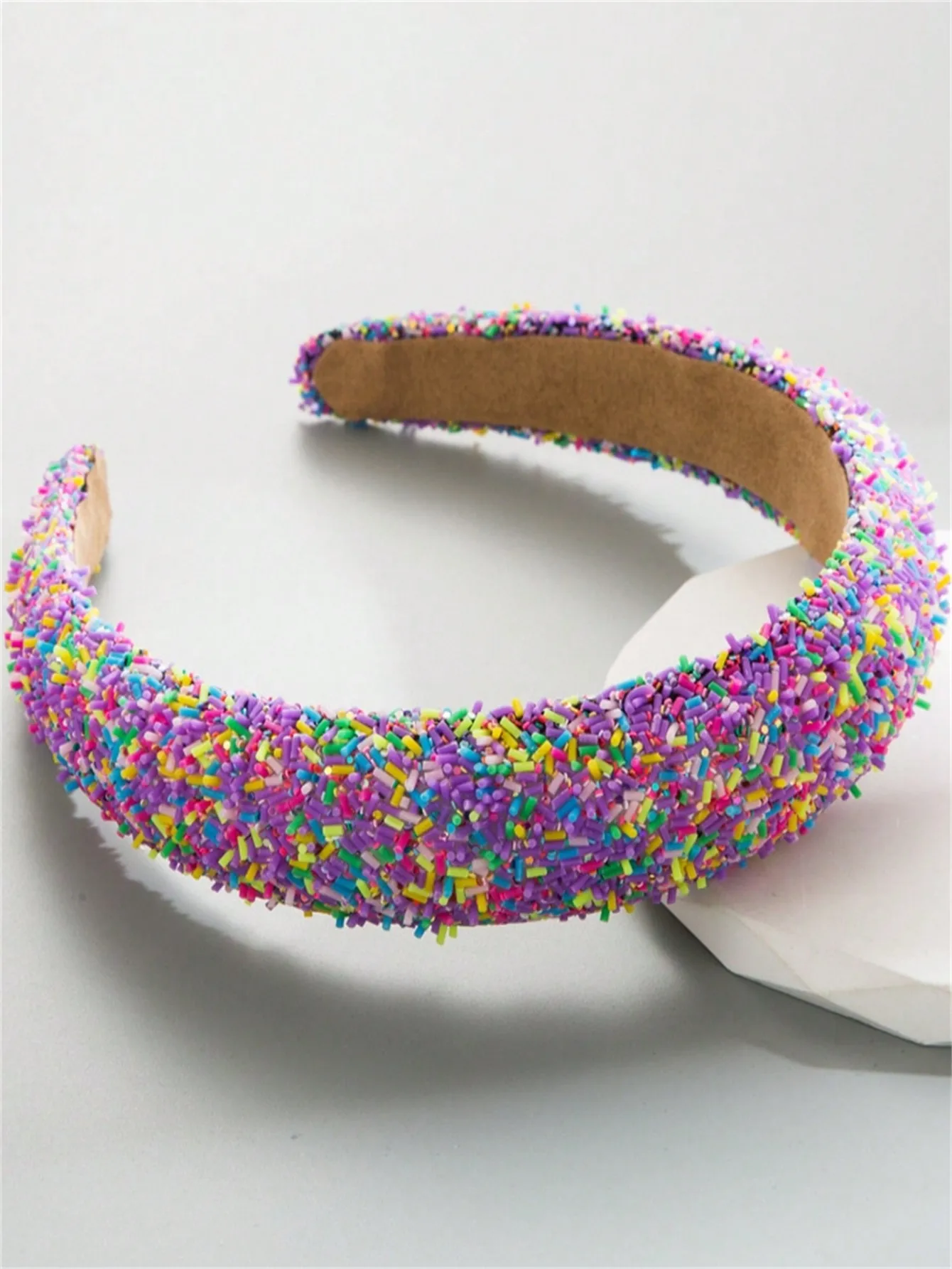 1 women\'s new summer fashion sponge wide edge colorful rice bead hair accessories headband trend light luxury headband