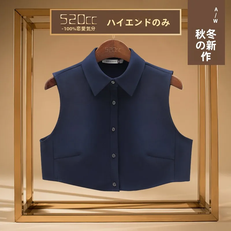 ele-blue-pointed-collar-fake-collar-for-women-faionable-versatile-slimming-autumn-winter-sli-irt-collar-accory