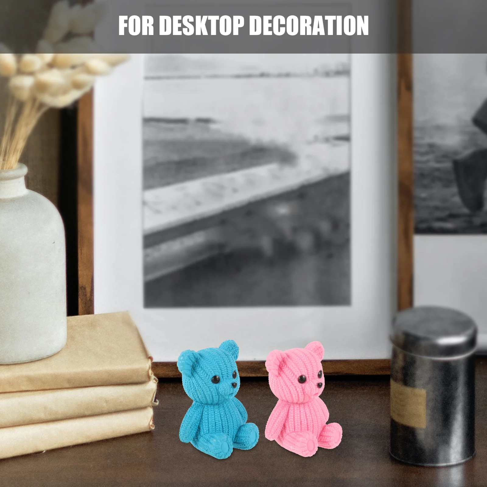 

Creative Resin Bear Keychain 4Pcs Miniature Bear Figurines Cute Bear Statues Decorative Accessories Car Interior Ornaments