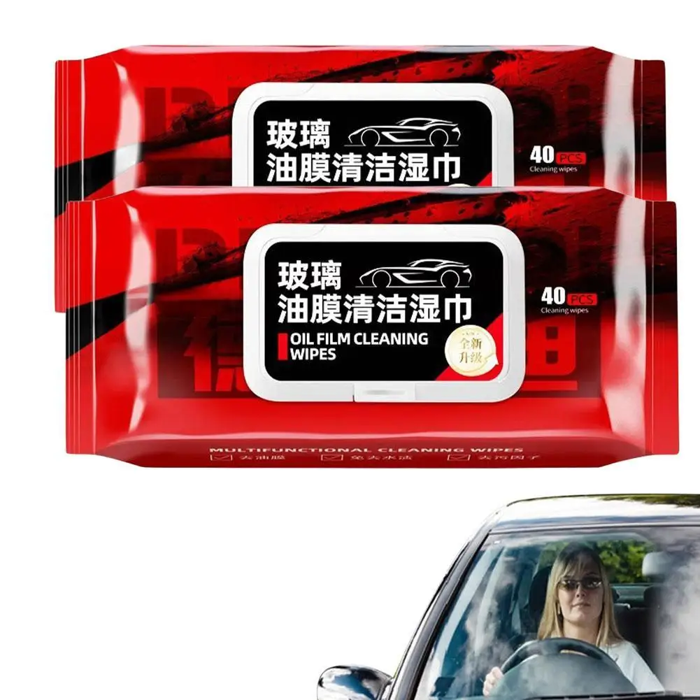 

1/2/4Bag New Car Glass Wipes Oil Film Brightening Stain Removal Wipes Powerful Decontamination Front Windshield Cleaning