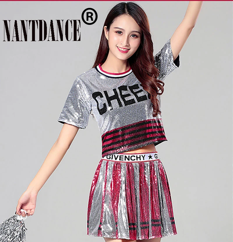 Kpop Erwachsene Jazz Dance Kostüme für Frauen Hip Hop Disco Bling Pailletten Jazz Street Dance Kleidung Frauen Bühne Cheerleader Outfits