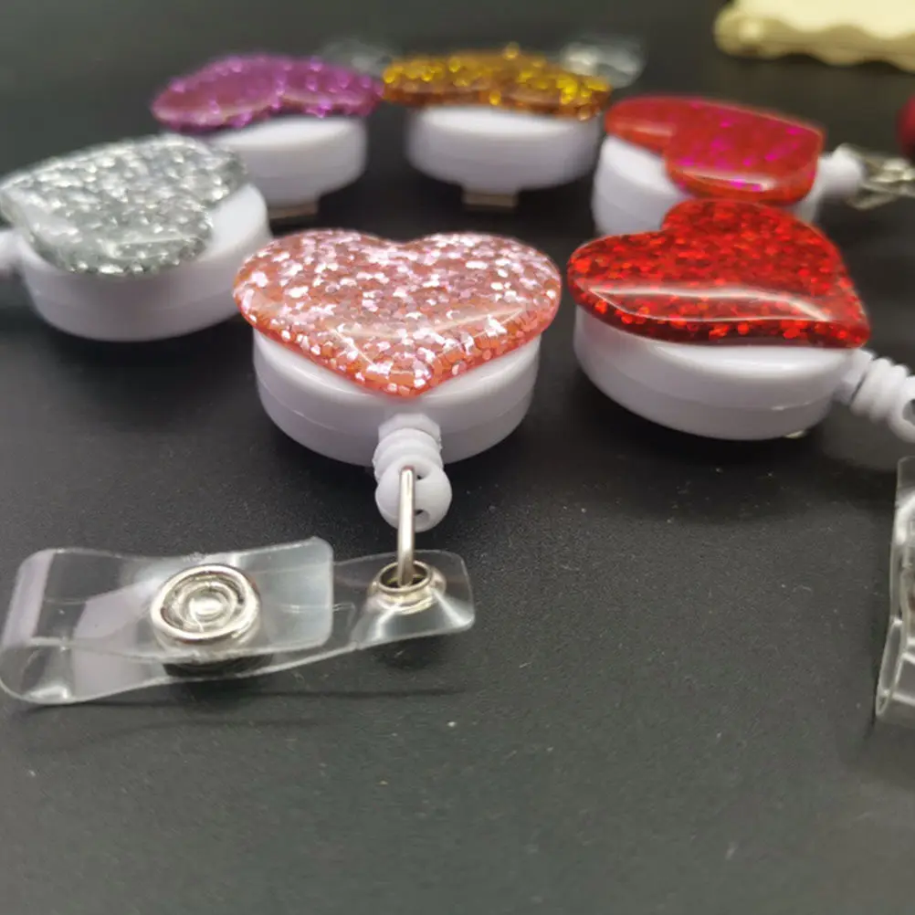 

4Pcs Nurse Badge Holder Retractable Id Badge Reel Clips Cartoon Heart Clip for Nurses Staff Office Students Exhibitions
