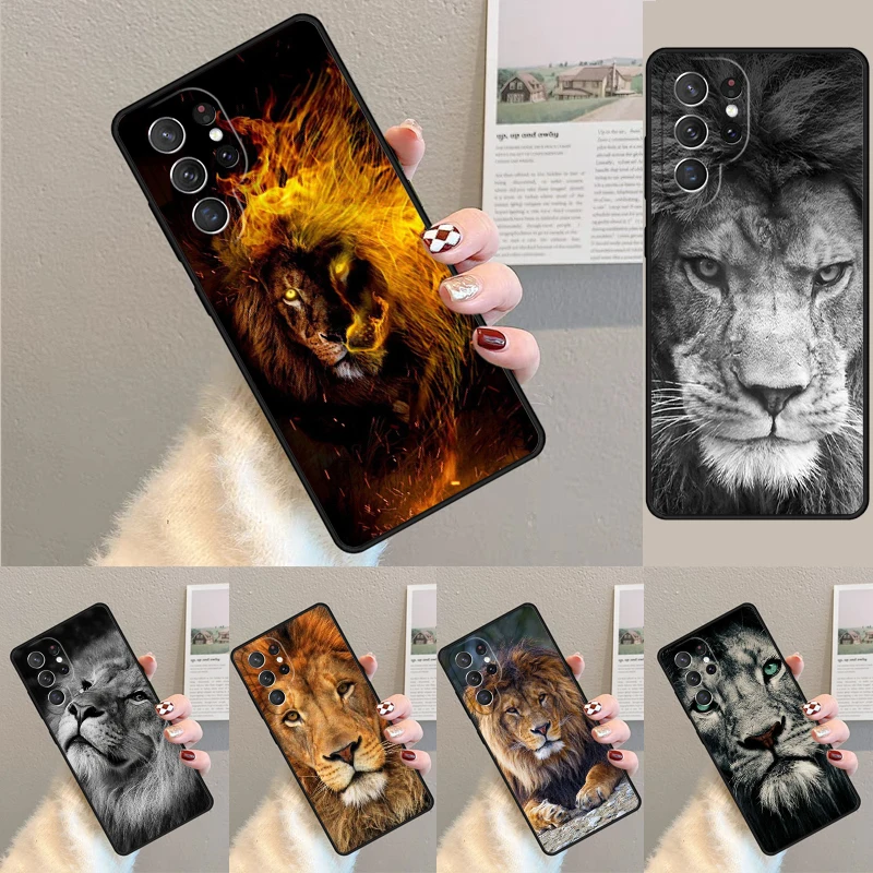 Cover For Samsung Galaxy S24 Ultra S21 S22 S8 S9 S10E Note 10 20 Plus FE S23 Lion Alpha Male Cub Phone case Coque