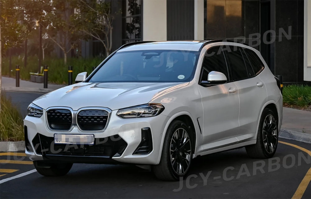 

Для BMW iX3 G08i 2022+ 2 шт. накладки на воздухозаборники передних крыльев из сухого карбона, декоративные вентиляционные решетки, комплект обвеса из FRP